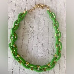 J Crew Green & Gold Link Necklace